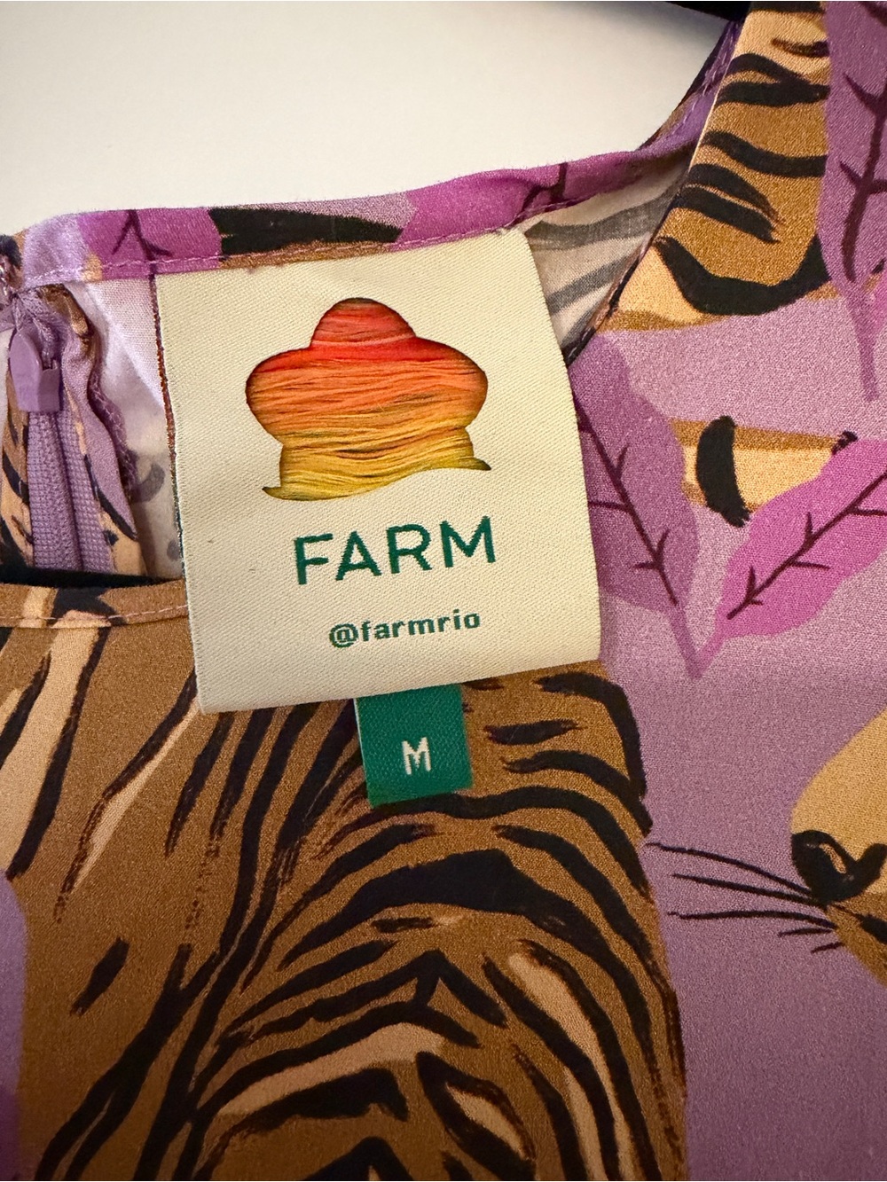 FARM Rio Purple and Yellow Tiger Print Tiered Dress - Picture 3 of 6
